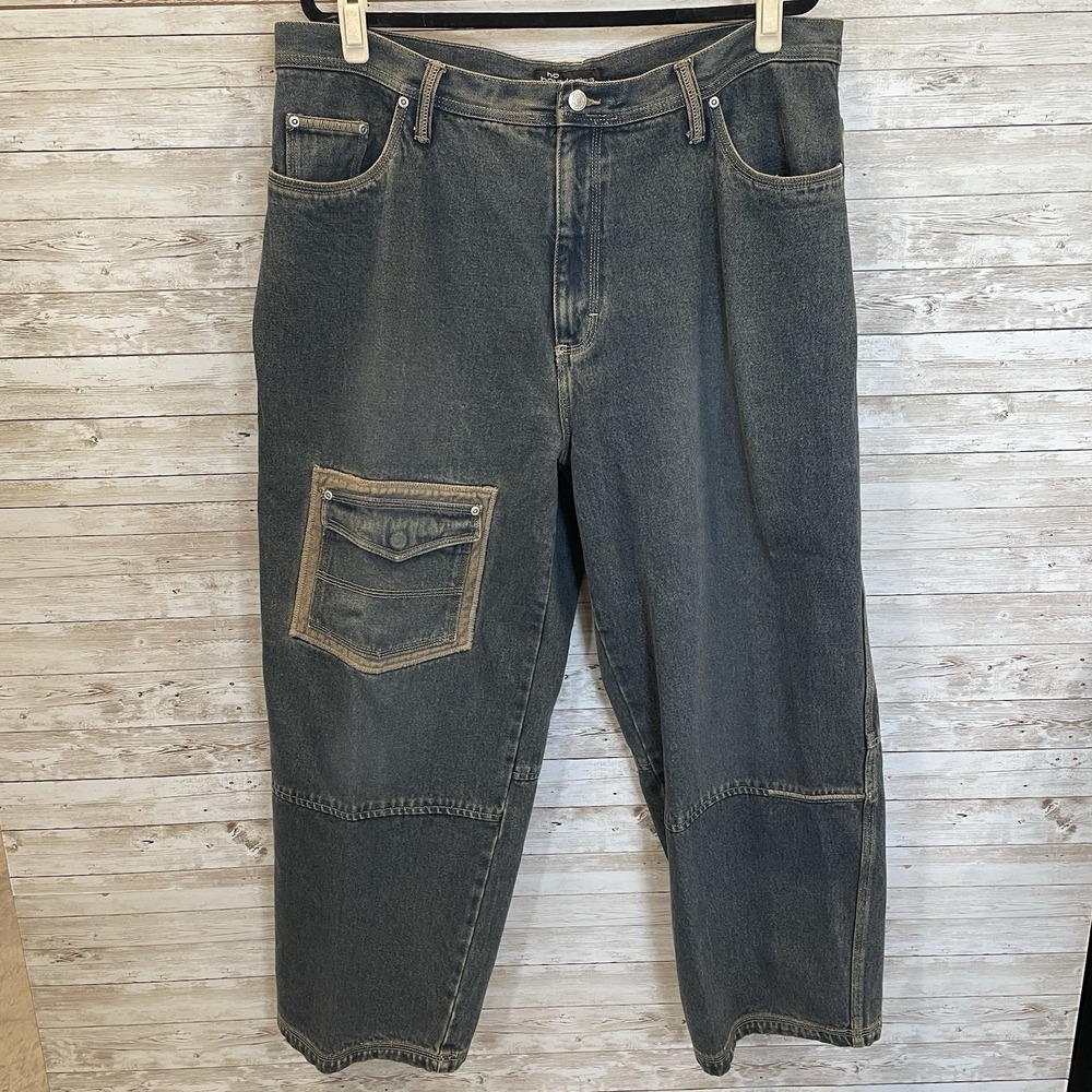 Vintage Y2K No Boundaries Men 40x30 Jeans Baggy Big Pocket Skate Grunge Wide Leg